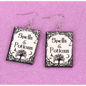 Spells and Potions Book Acrylic Dangle Earrings